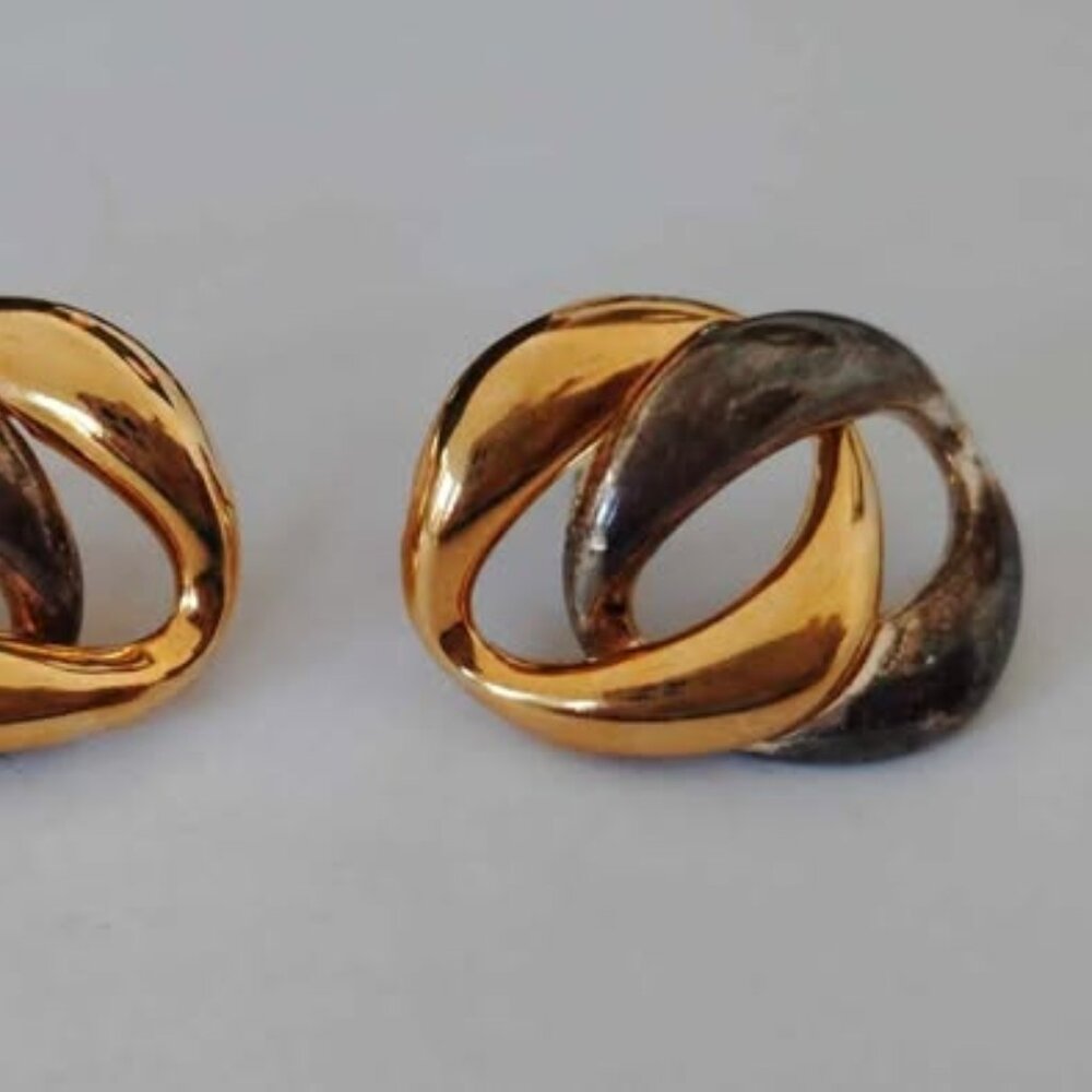 Vintage Premier Designs Earbob Earrings Gold Silvertone (gently used)